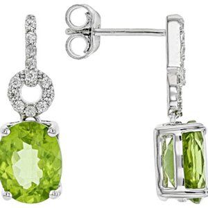 NEW Green Peridot Over Sterling Silver Earrings
